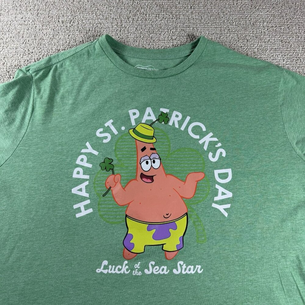 SpongeBob SquarePants Saint Patrick’s Day Short Sleeve T-shirt Green Men’s XXL - Picture 2 of 7